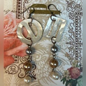Hand Crafted Vintage Shell Buckles and Pearl Earrings